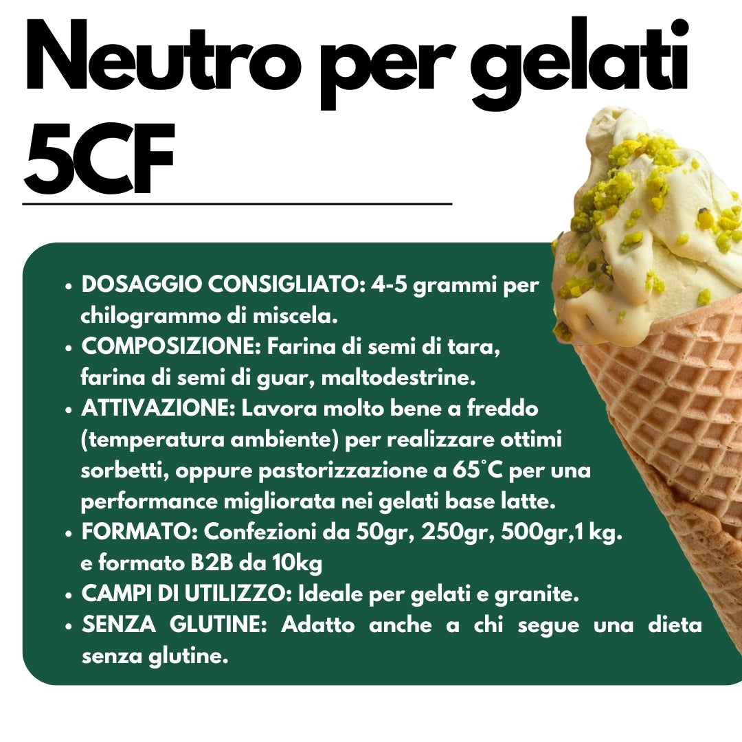 Neutro for ice cream 5CF - Stabilizer for Ice Cream MADE IN ITALY - Hot and cold use - SaporePuro