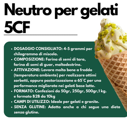 Neutro for ice cream 5CF - Stabilizer for Ice Cream MADE IN ITALY - Hot and cold use - SaporePuro