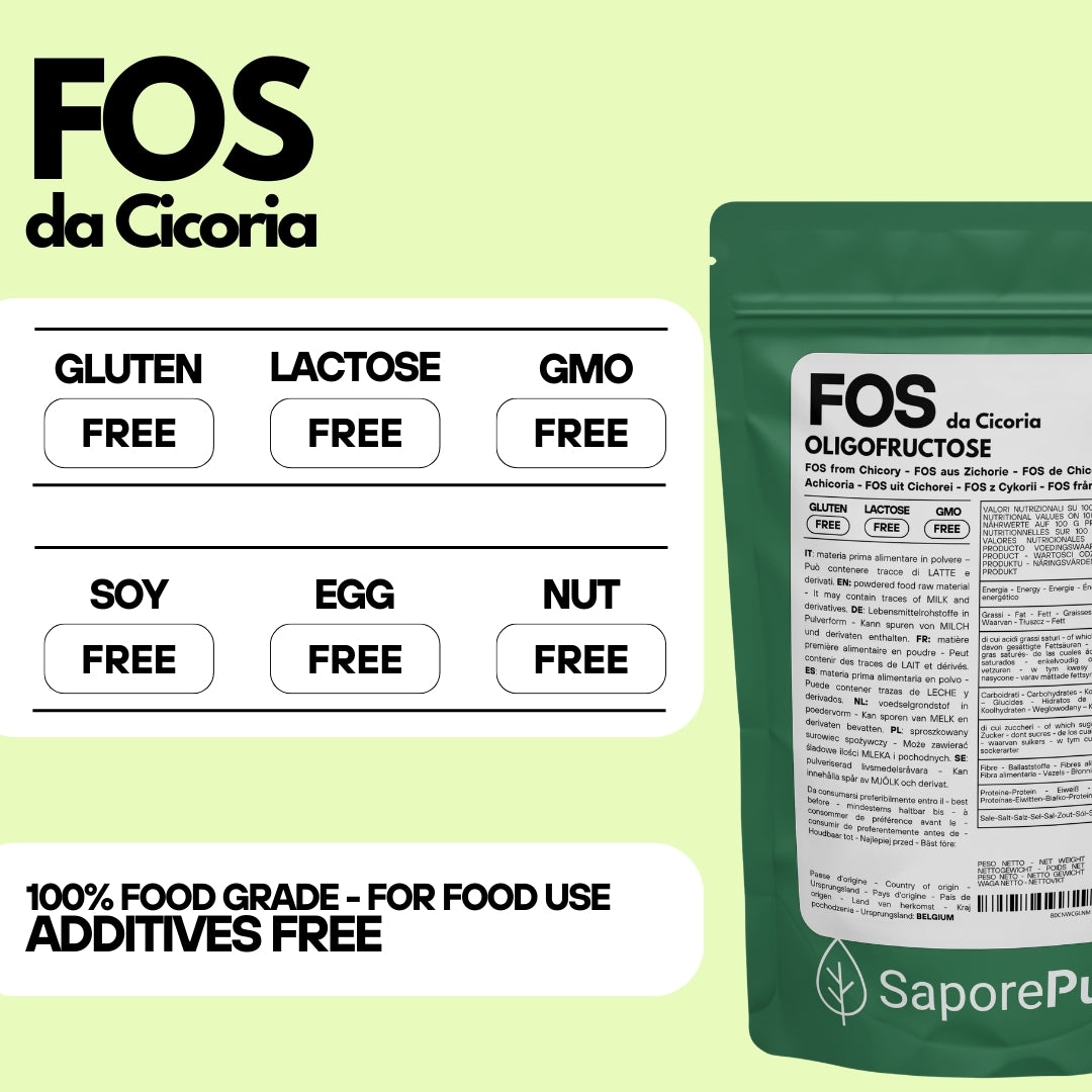 Oligofructose: the 100% natural sugar substitute - FOS - Fruit Oligo Saccharides - 250gr - Origin Europe - SaporePuro