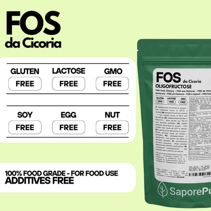Oligofructose: the 100% natural sugar substitute - FOS - Fruit Oligo Saccharides - 250gr - Origin Europe - SaporePuro