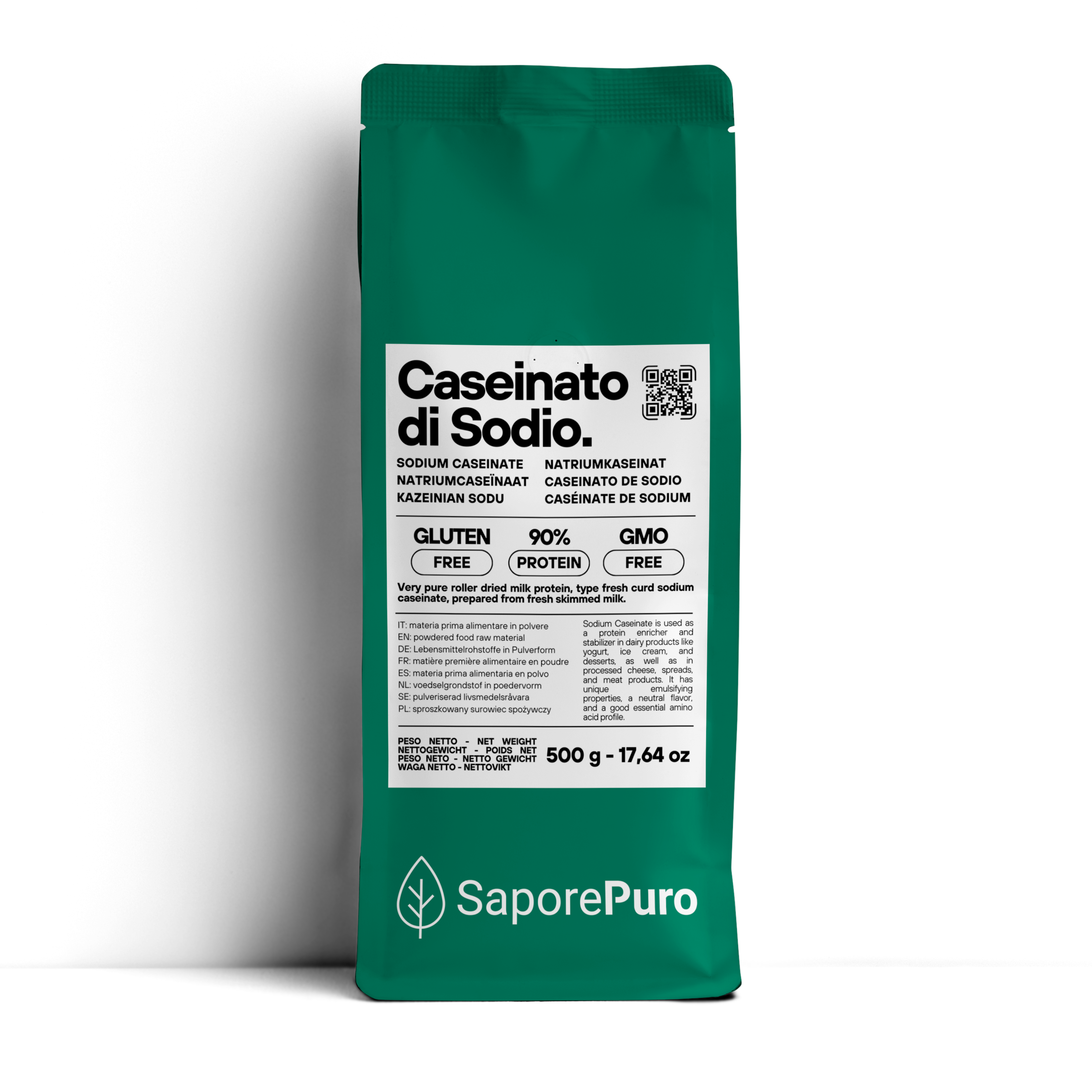 Sodium Caseinate - 500gr - SaporePuro - Pure Protein from Milk (Casein) - Gluten Free - SaporePuro