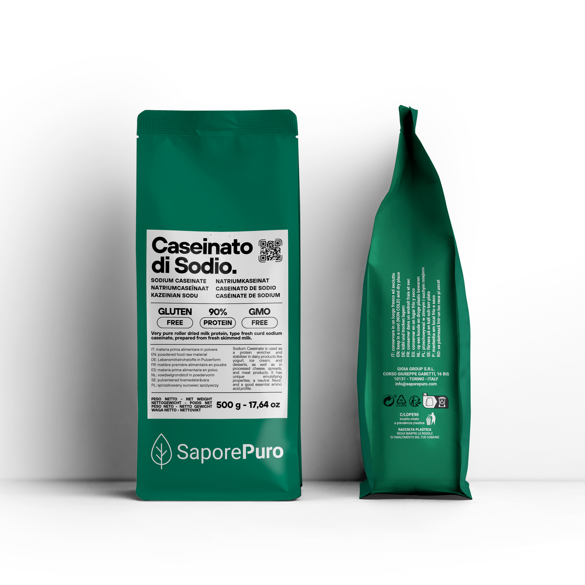 Sodium Caseinate - 500gr - SaporePuro - Pure Protein from Milk (Casein) - Gluten Free - SaporePuro