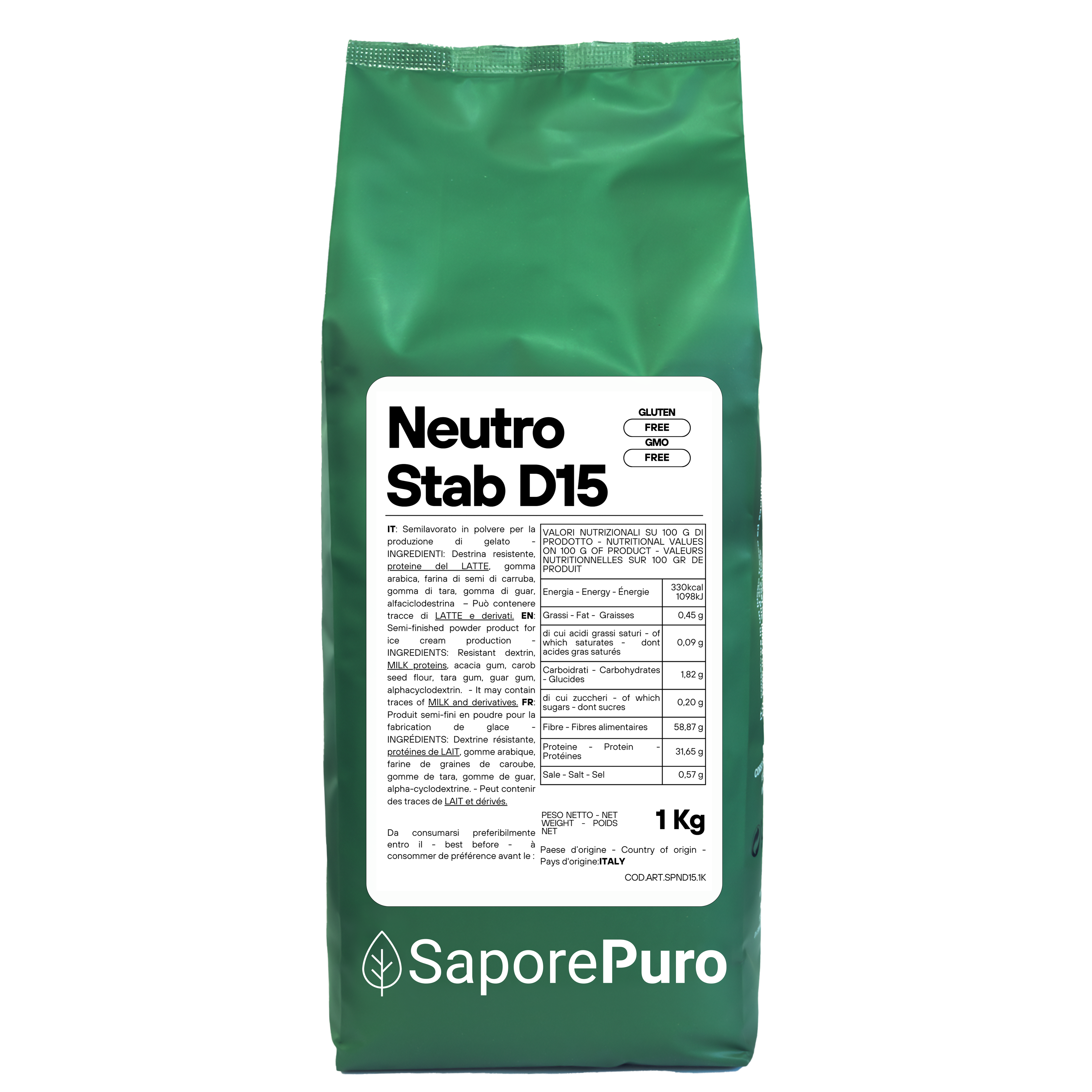 Neutro Stab D-15 - 15gr/kg - Con proteine performanti - per Gelato Latte - SaporePuro