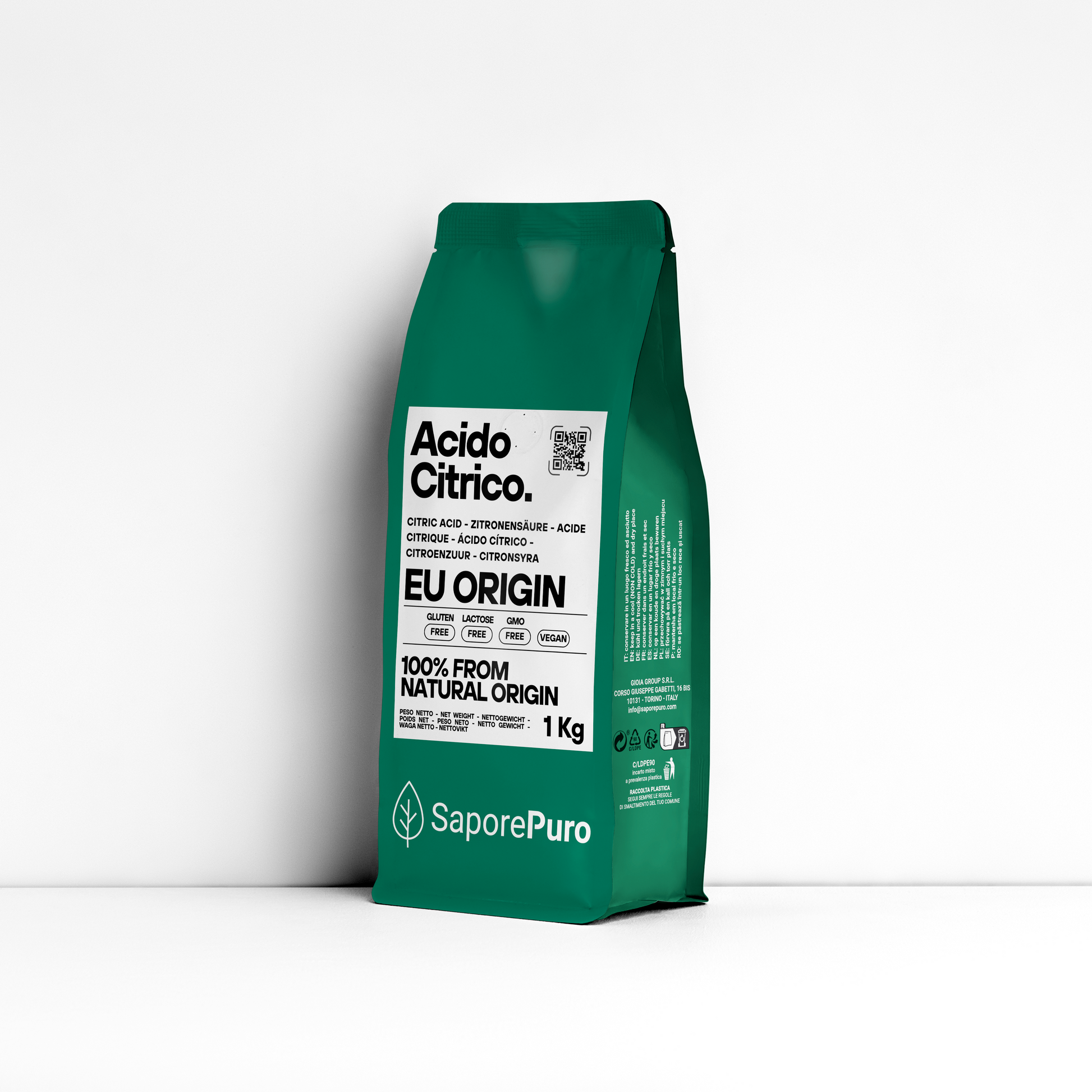 Citric Acid- 1kg - Cockatail, Wine, Cleaning, Oenology - Made in EU - SaporePuro