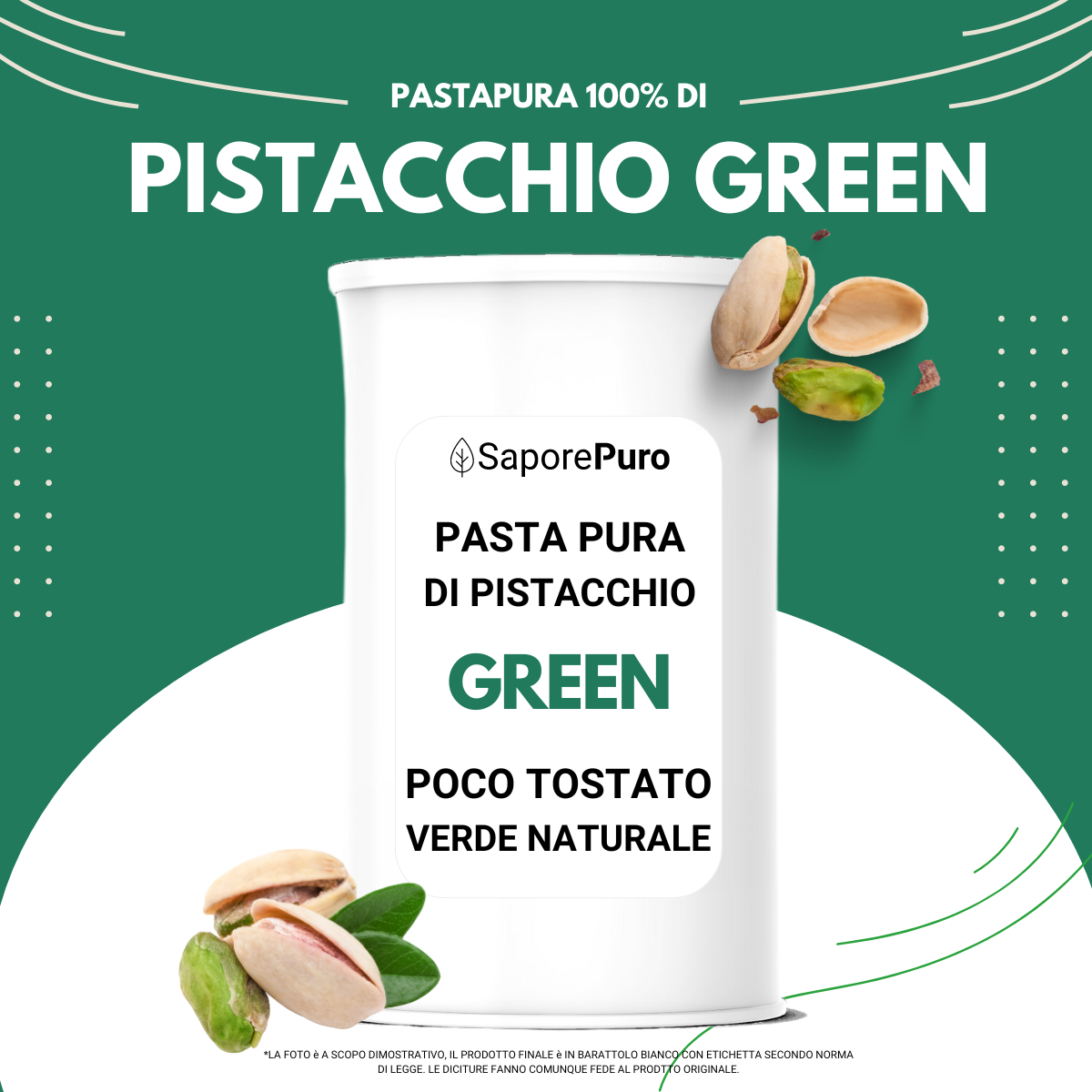 Green Pistachio Paste - Mediterranean Lightly Roasted - Colorless - SaporePuro