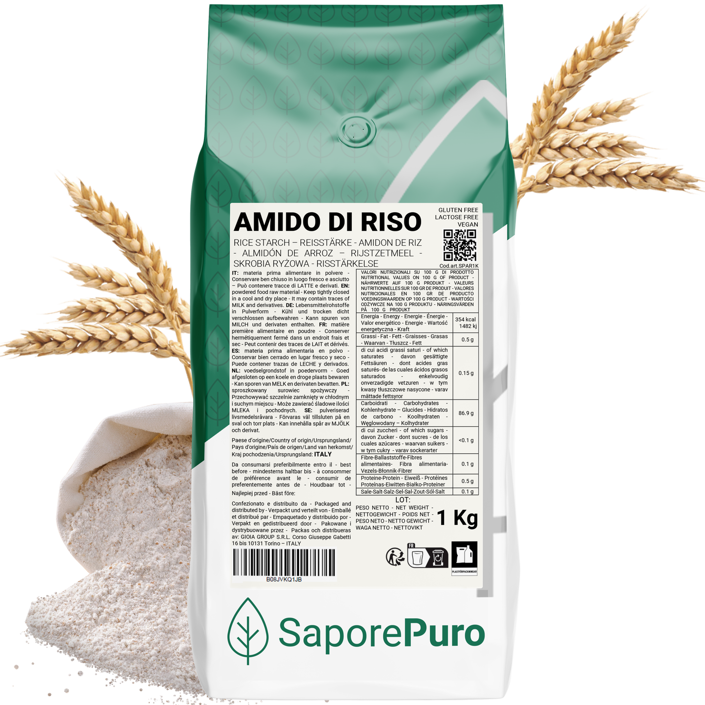 Rice Starch - 1kg - Native Starch 100% Origin Italy - SaporePuro