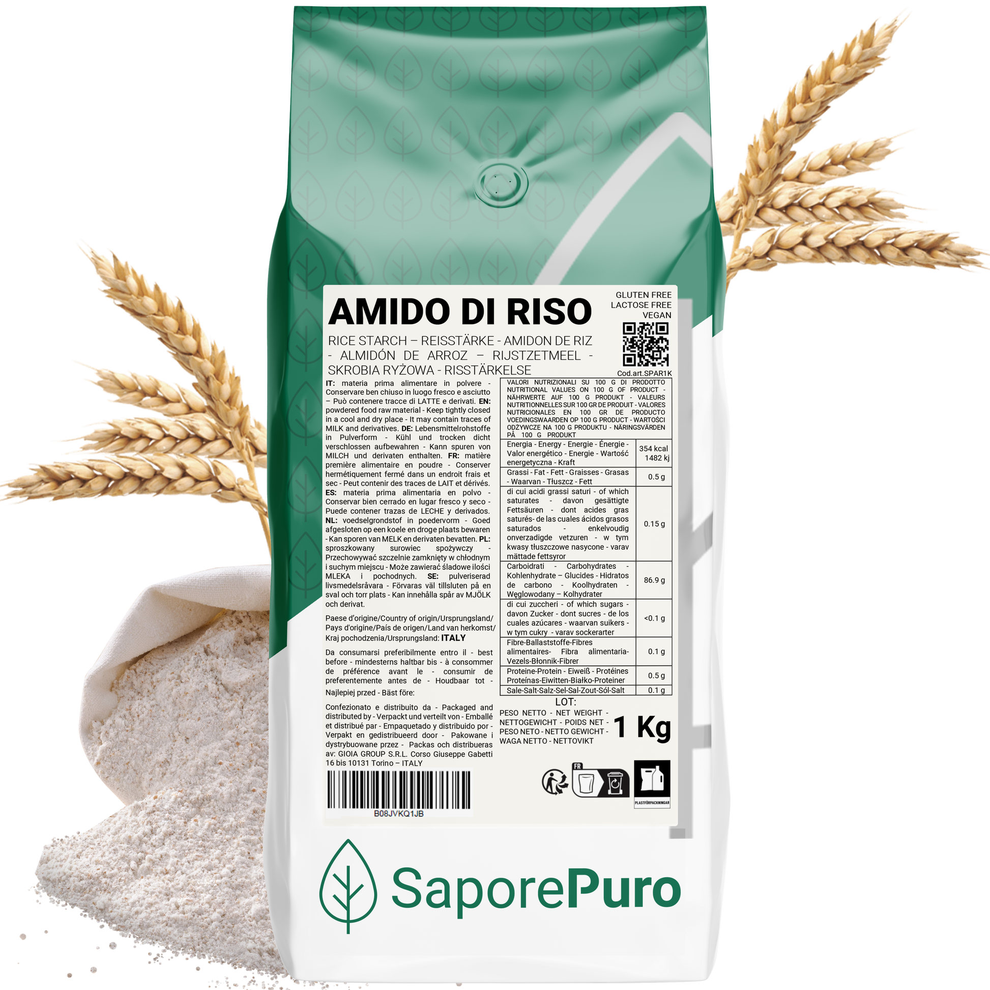 Rice Starch - 1kg - Native Starch 100% Origin Italy - SaporePuro