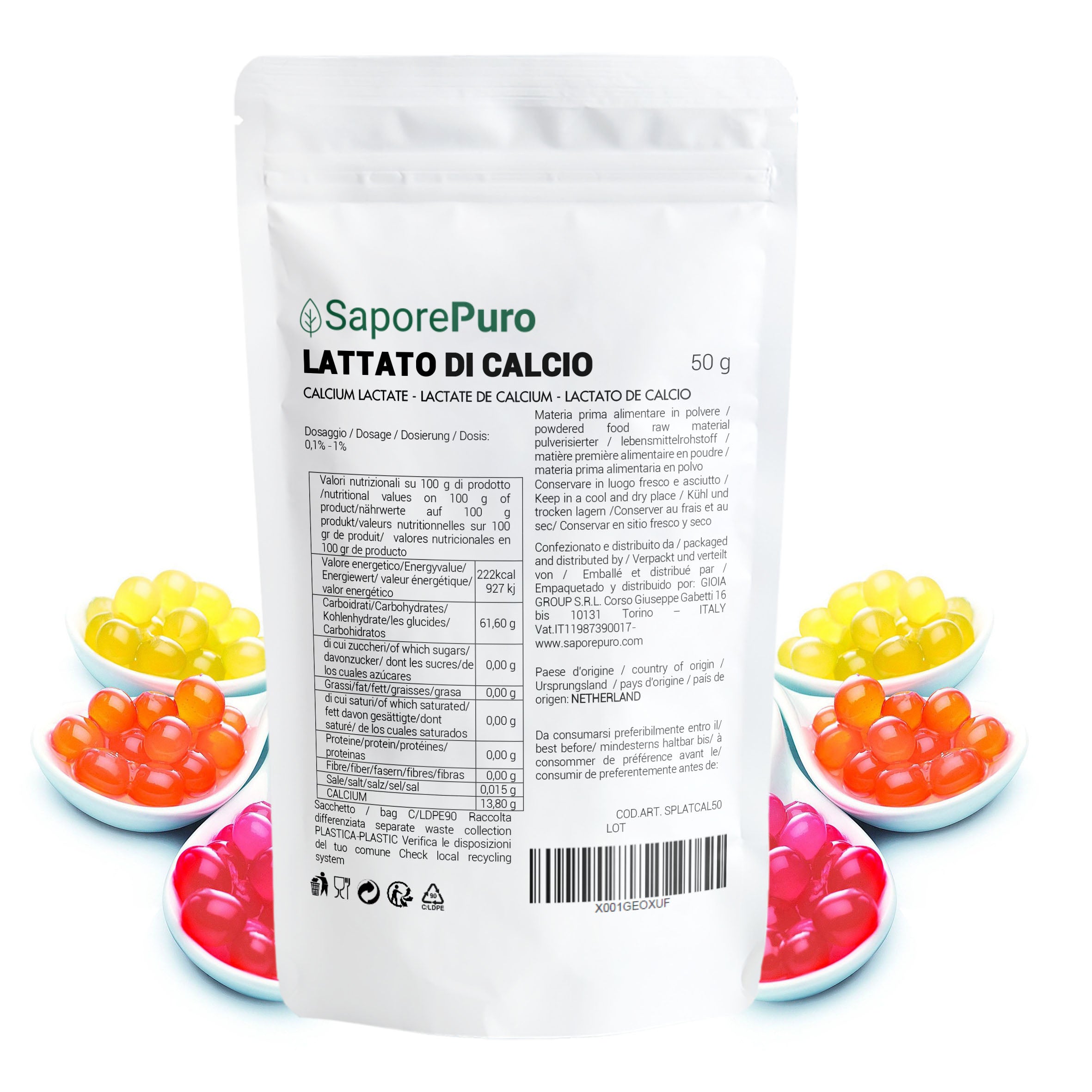 Calcium Lactate Powder - E327 - Molecular Spherification - FlavorPure