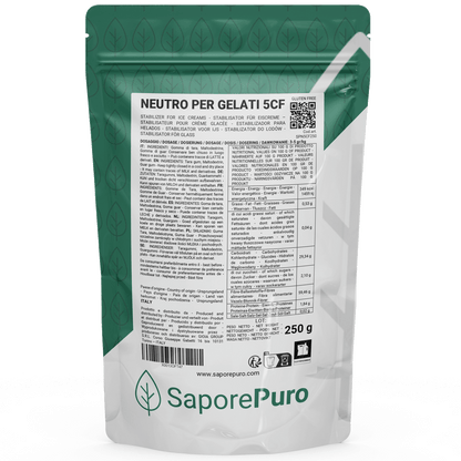 Neutro for ice cream 5CF - 250gr - Stabilizer for Ice Cream MADE IN ITALY - Hot and cold use - SaporePuro