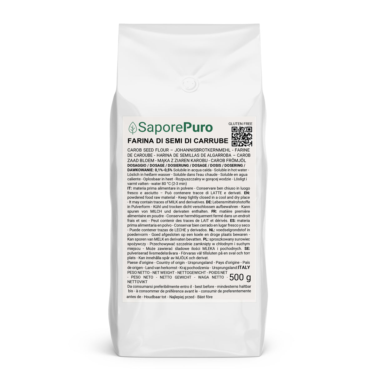 Carob Seed Flour (E410) - 500gr - Origin ITALY - SaporePuro