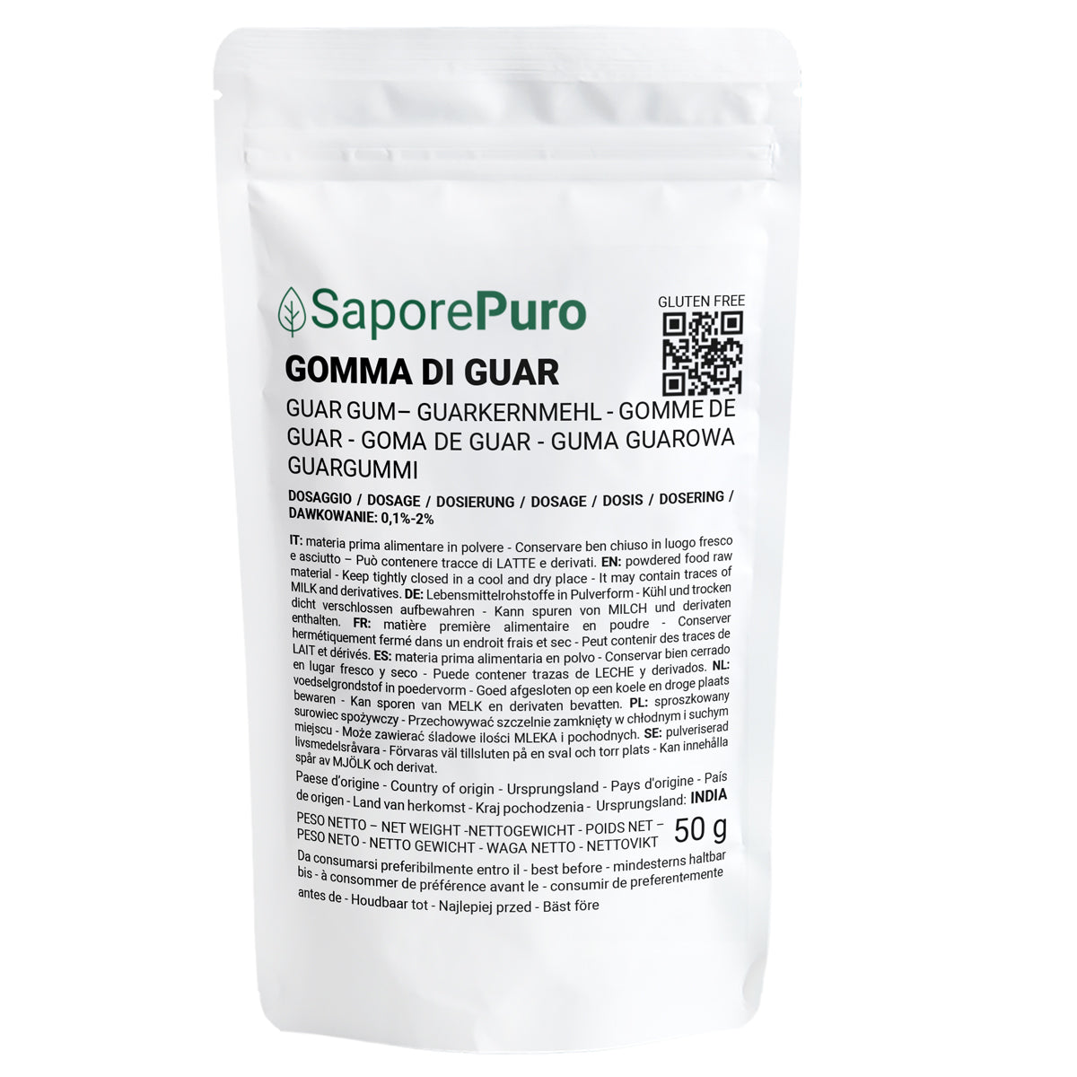 Guar Seed Flour (E412) - 50gr - Origin India - Packaged in Italy - SaporePuro