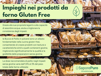 Cáscaras de psyllium en polvo - Fibra de psyllium - 500gr - SaporePuro