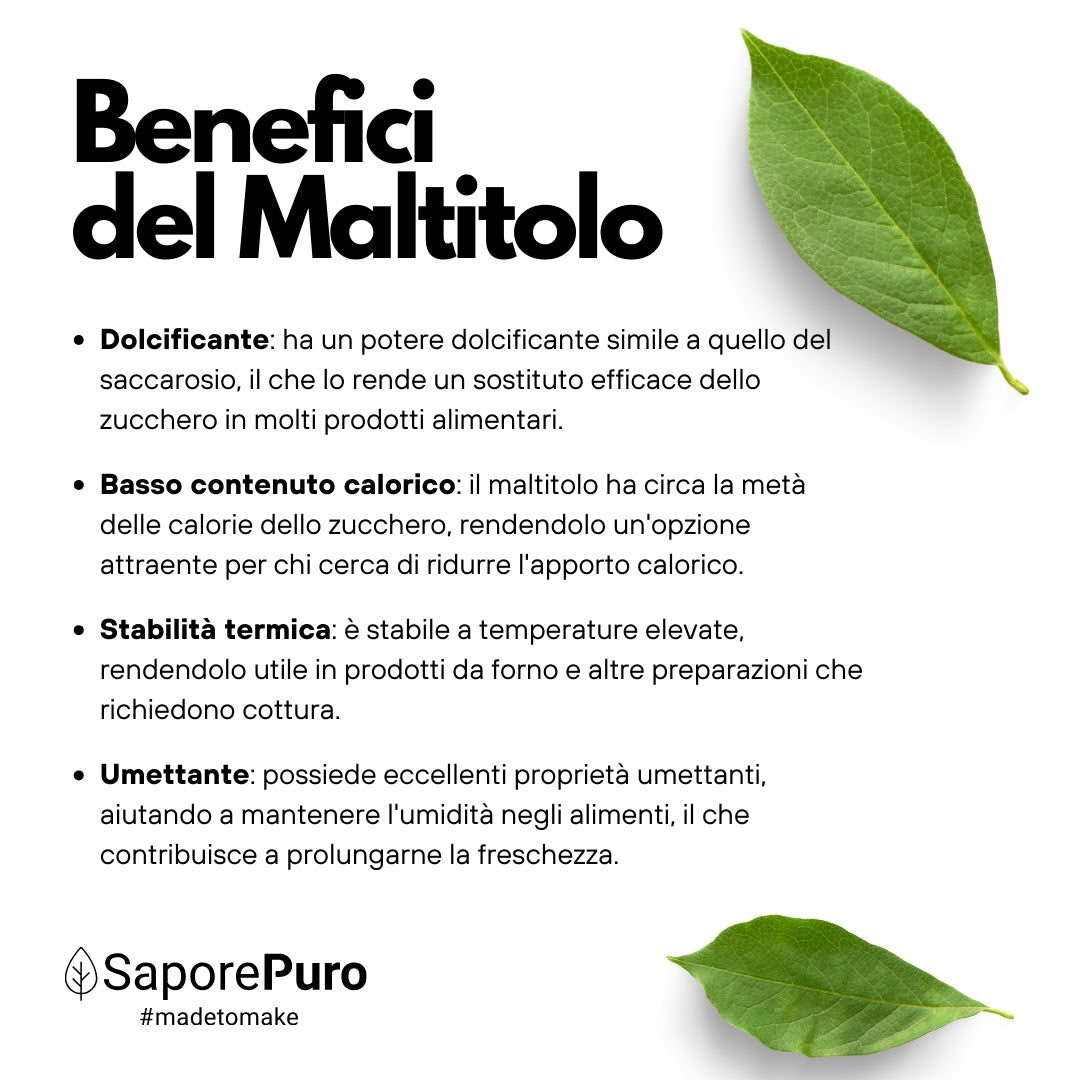 Maltitol en polvo - 1kg - Envasado en Italia - SaporePuro