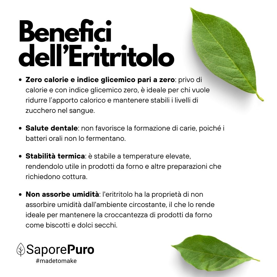 Eritritol - Alternativa al azúcar - origen FRANCIA - Edulcorante 0kcal - SaporePuro