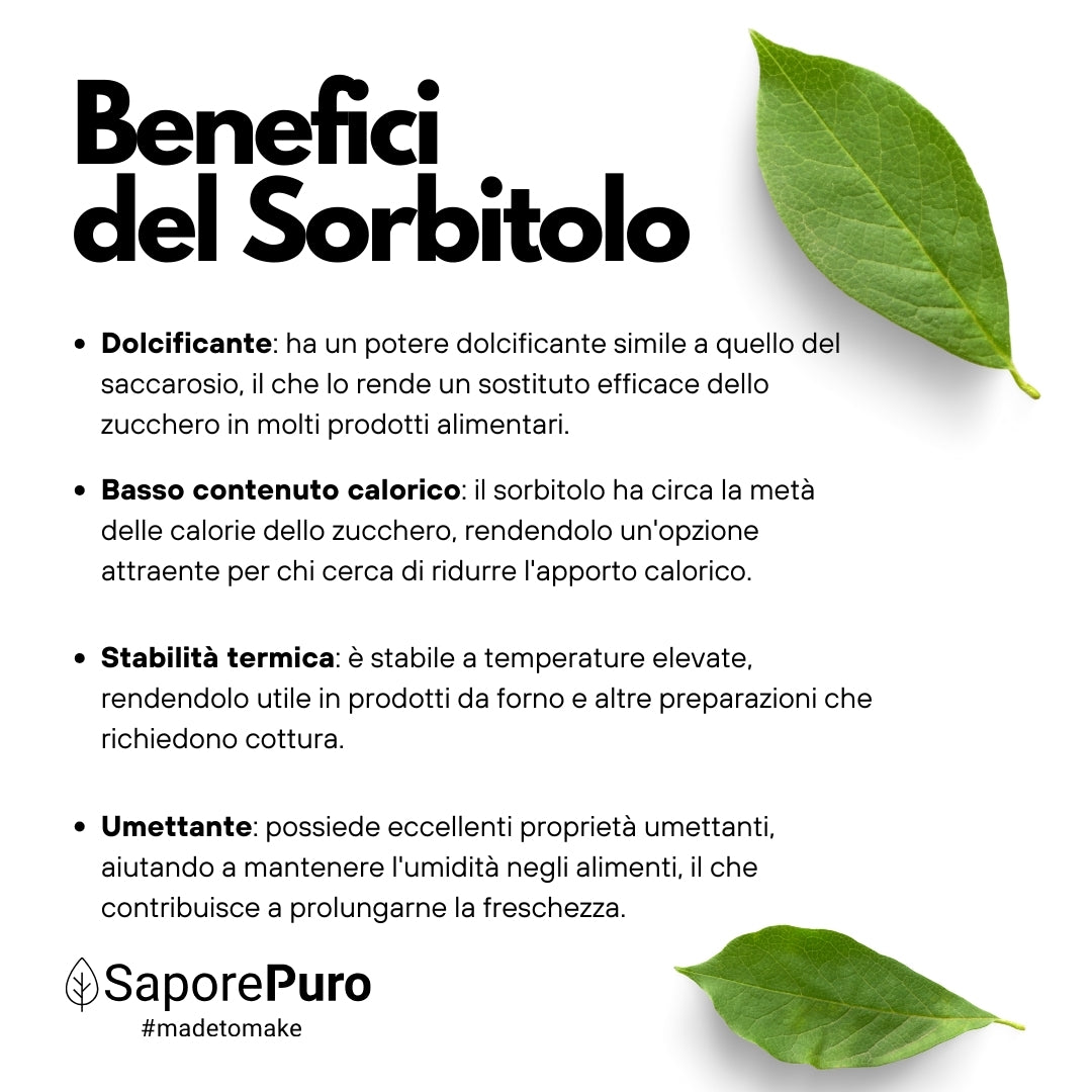 SaporePuro Sorbitol: El edulcorante versátil para helados perfectos y pasteles blandos de larga duración - Sustituto del azúcar - SaporePuro