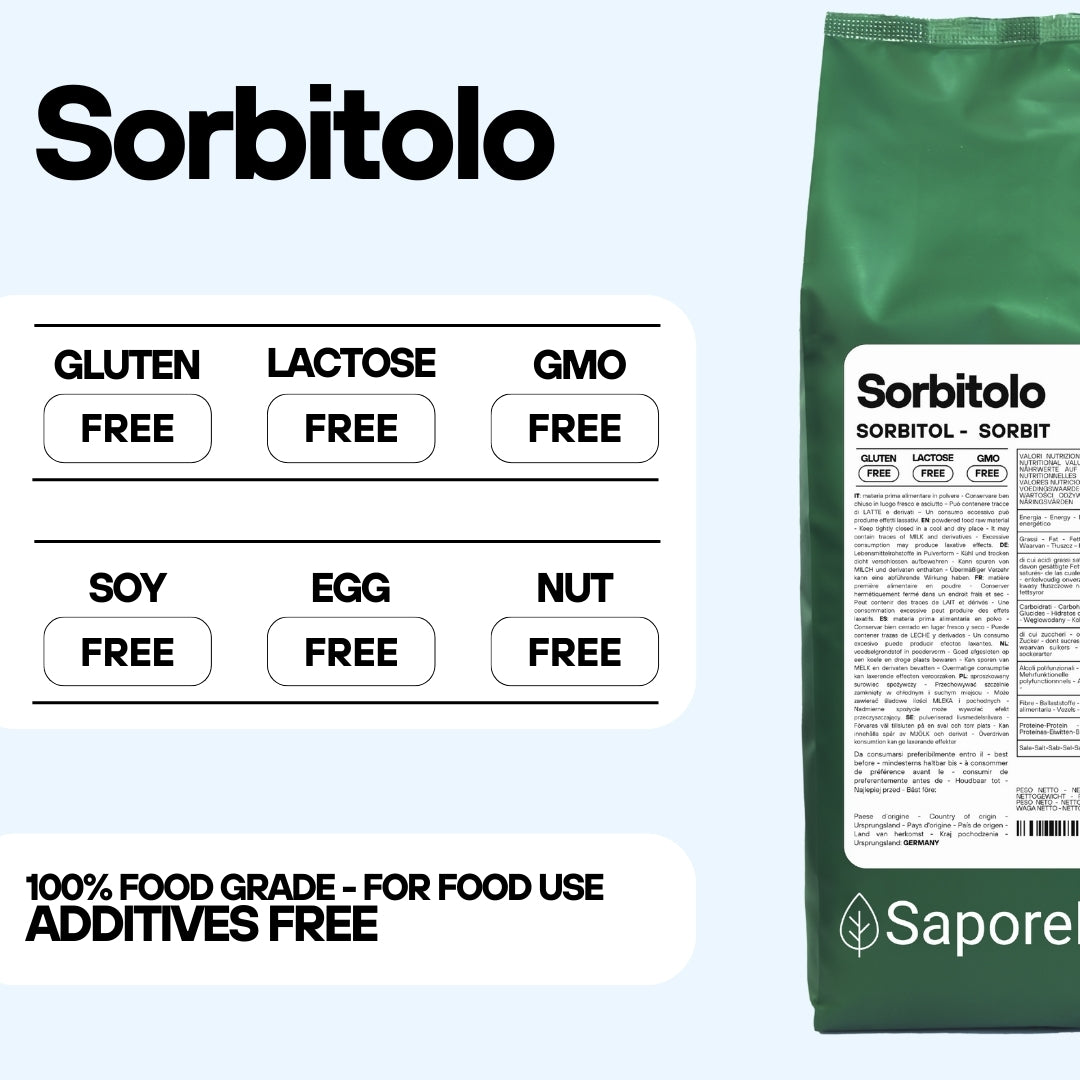 SaporePuro Sorbitol: El edulcorante versátil para helados perfectos y pasteles blandos de larga duración - Sustituto del azúcar - SaporePuro