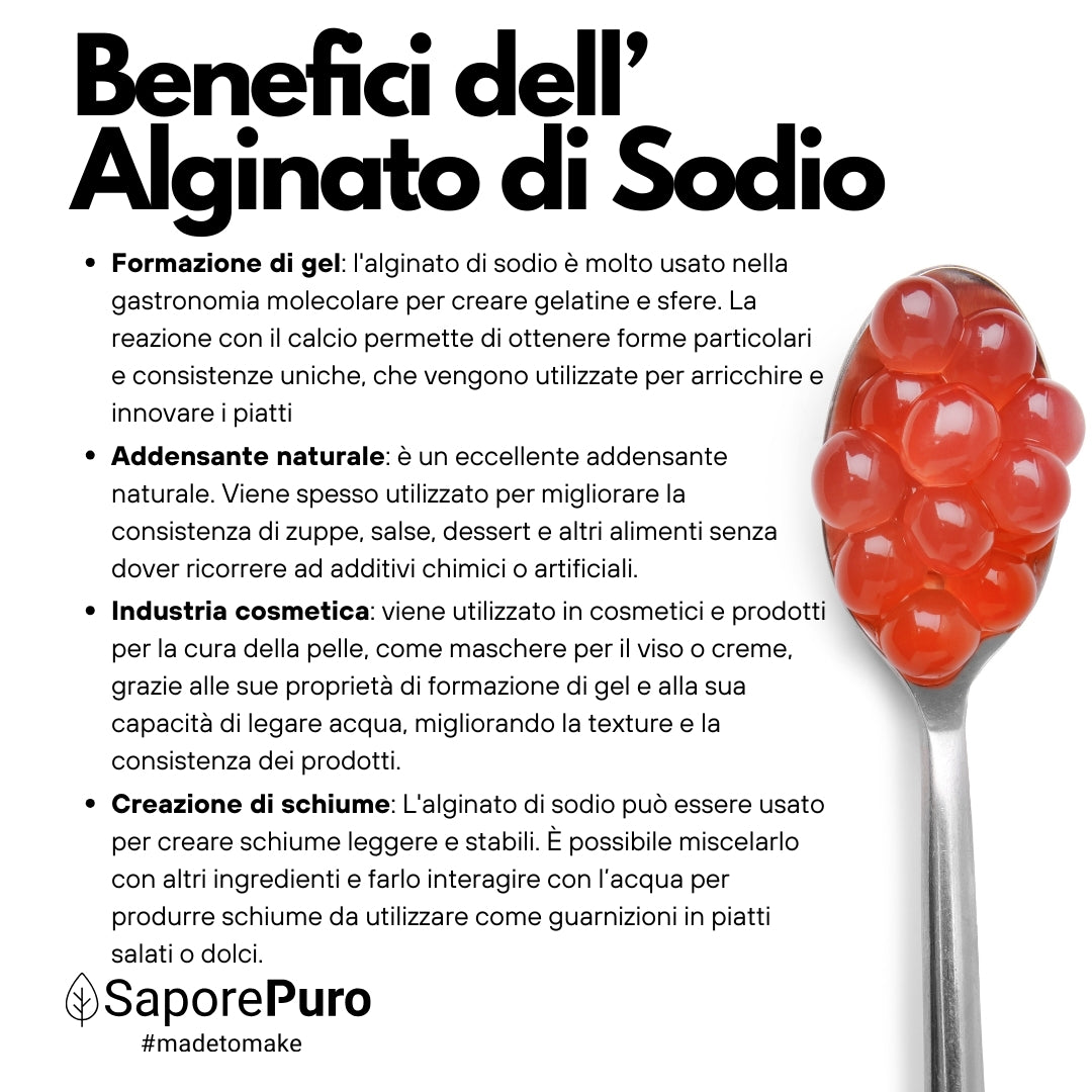 Alginato sódico (E401) - Gelificante natural - Esferificación molecular