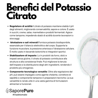 Citrato de Potasio - Potassium Citrate - 200gr - Origen ALEMANIA - Sustituto de la sal