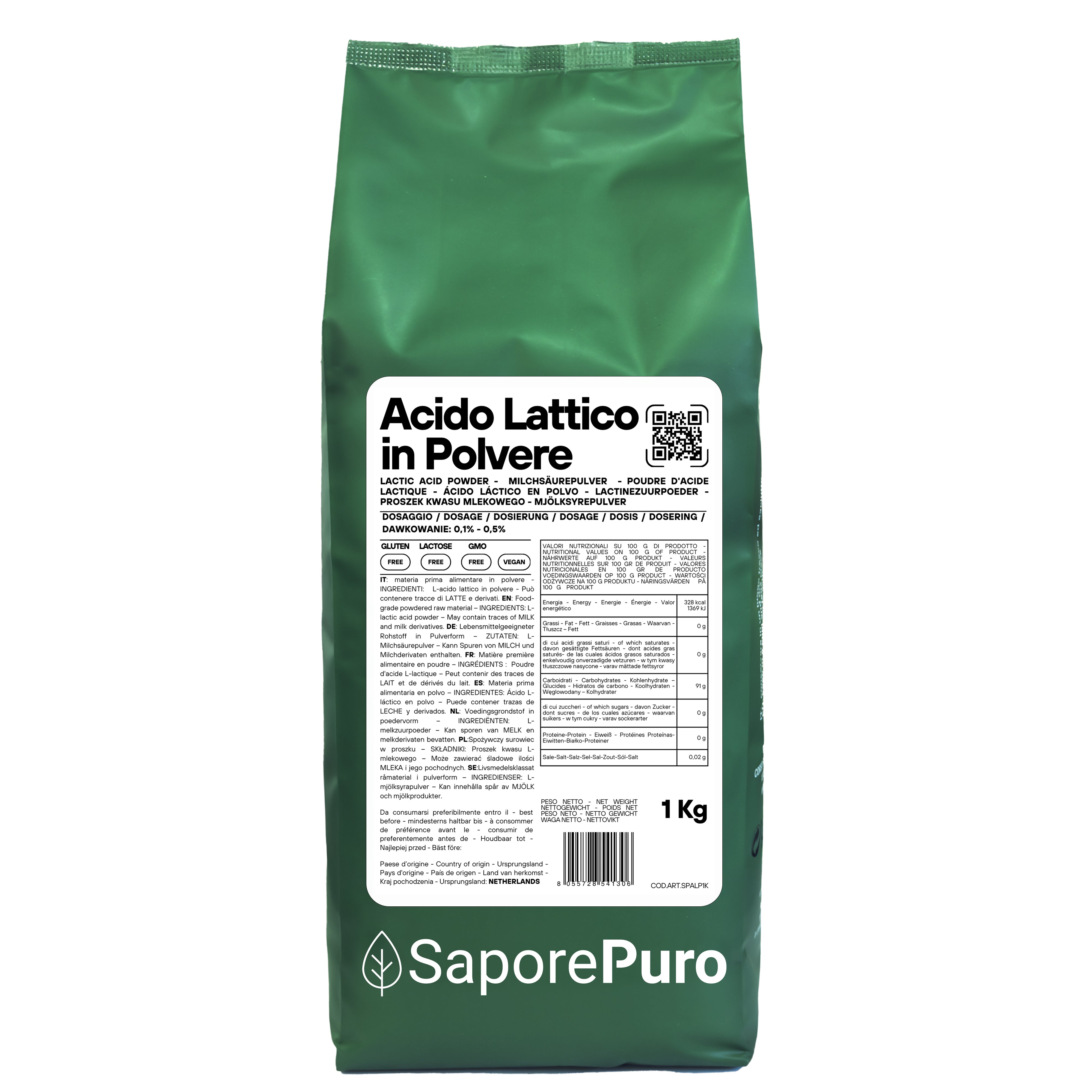 Acido Lattico in Polvere - 1kg - SaporePuro