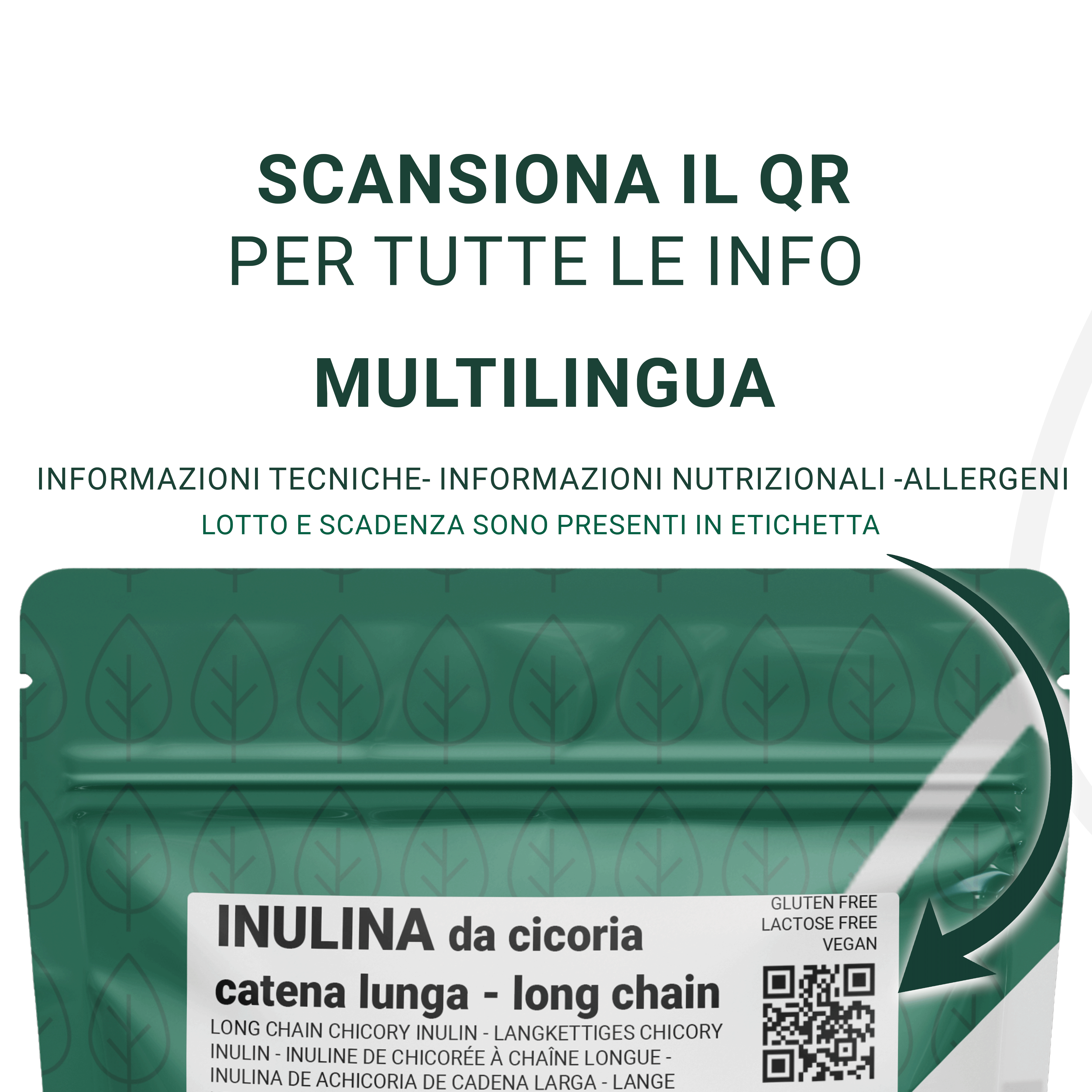 Inulina pura de cadena larga en polvo - 500gr - Origen Europa - SaporePuro