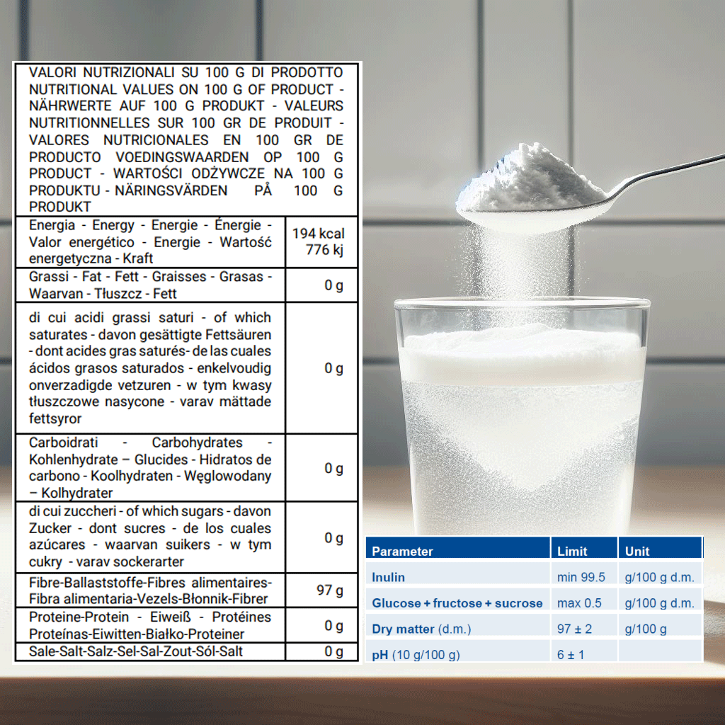 Inulina pura de cadena larga en polvo - 150gr - Origen Europa - SaporePuro