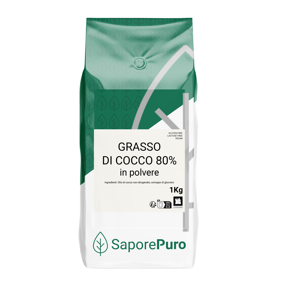 Grasa de coco 80% en polvo - 1kg - Vegano, sin emulsionantes - Para helados y preparaciones de pastelería - SaporePuro