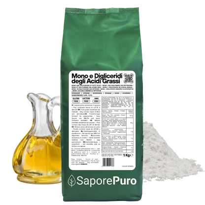 Mono e Digliceridi degli Acidi Grassi E471 – Additivo Alimentare – 1kg – SaporePuro – Prodotto in Europa – Alta Qualità per Gelati, Pasticceria, Panificazione