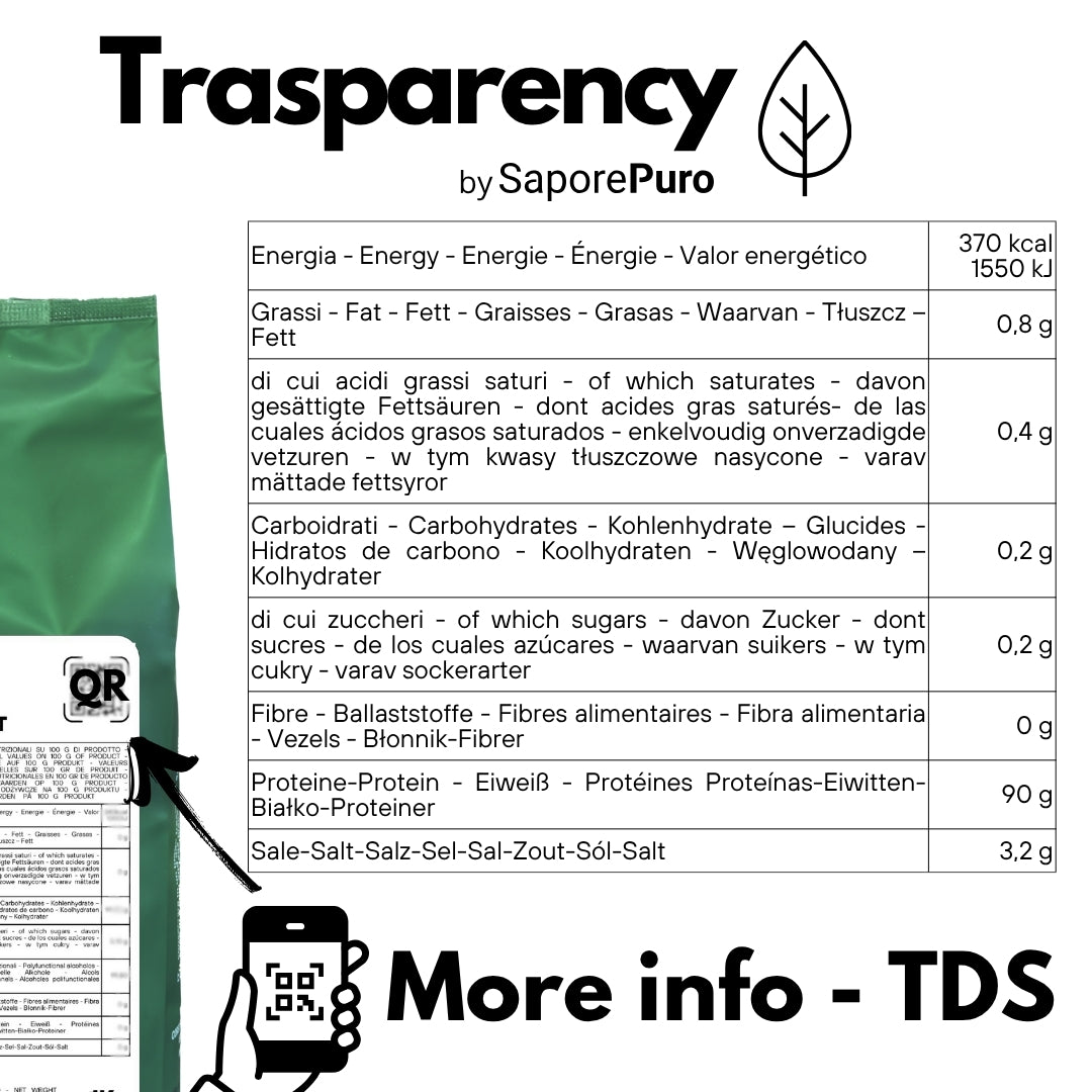 Caséinate de sodium - 500gr - SaporePuro - Protéine de lait pure (Caséine) - Sans gluten