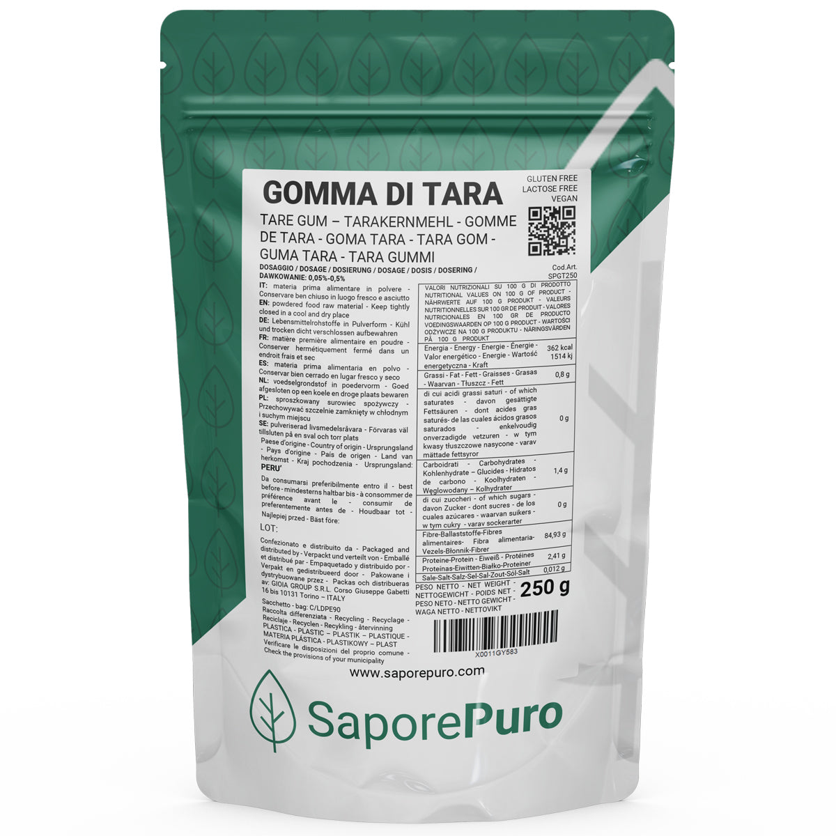 Gomme de tara - 250gr - Origine Pérou - Conditionné en Italie - SaporePuro