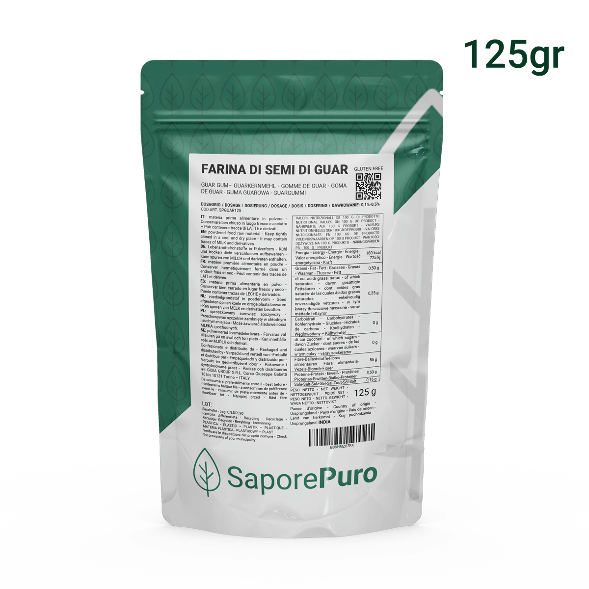 Farine de graines de guar (E412) - 125g - Originaire d'Inde - Conditionnée en Italie - SaporePuro