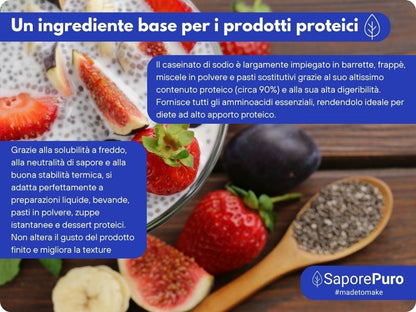 Natrium caseïnaat - 500gr - SaporePuro - Zuiver melkeiwit (Caseïne) - Glutenvrij