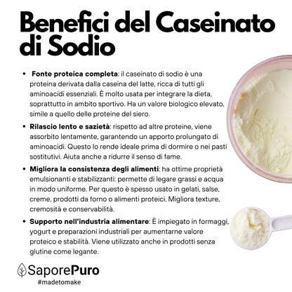 Natrium caseïnaat - 500gr - SaporePuro - Zuiver melkeiwit (Caseïne) - Glutenvrij