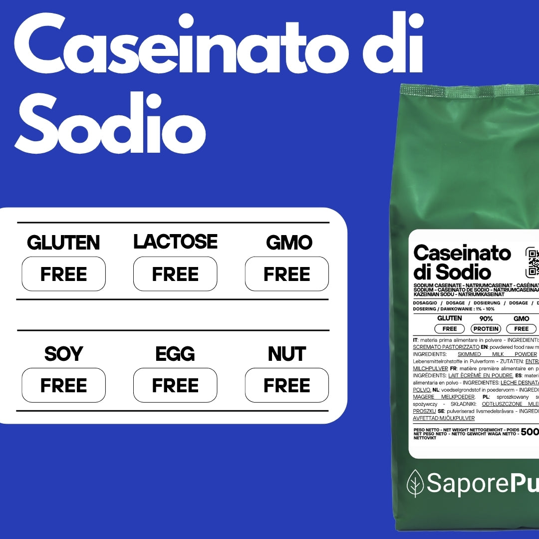 Natrium caseïnaat - 500gr - SaporePuro - Zuiver melkeiwit (Caseïne) - Glutenvrij